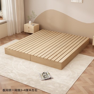无床头透气防潮排骨架实木榻榻米床架日式矮床民宿风地台床落地