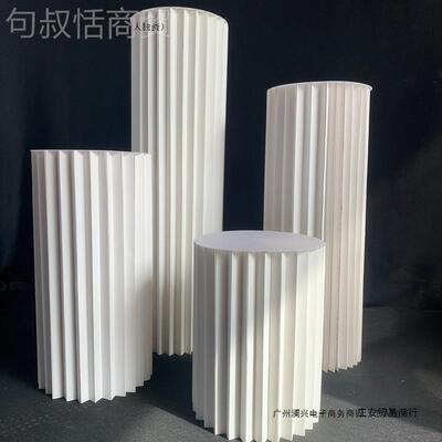 婚庆纸折叠圆柱品台质马罗柱折甜柱路引摆件商场LLB橱窗生日派对