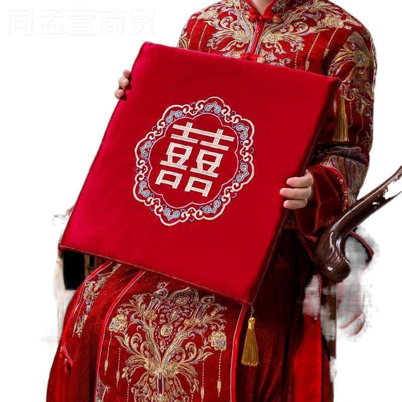 茶跪垫结婚敬坐福垫一对色敬酒跪拜JMO新红喜垫娘改口婚庆用品大