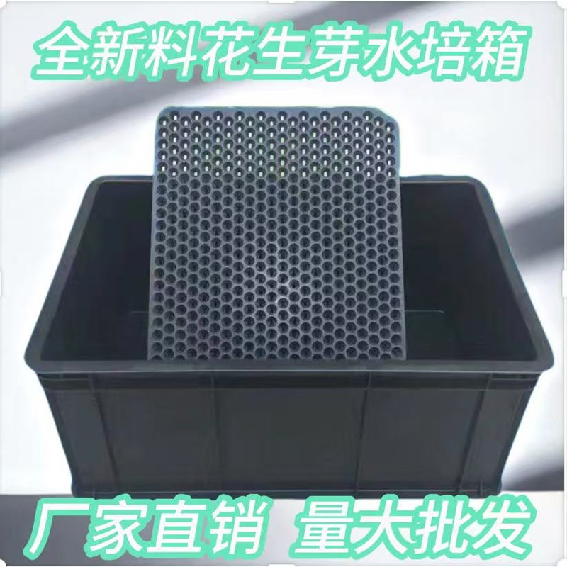 加厚塑料黑色花生芽水培育苗专用生长箱蔬菜种植撒播长条点播穴盘