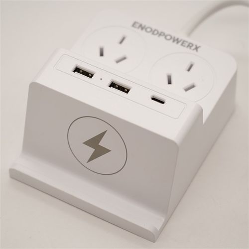 出美亚的ENODPOWERX 带USB充电功能的6合1插线板插排2米手机支架