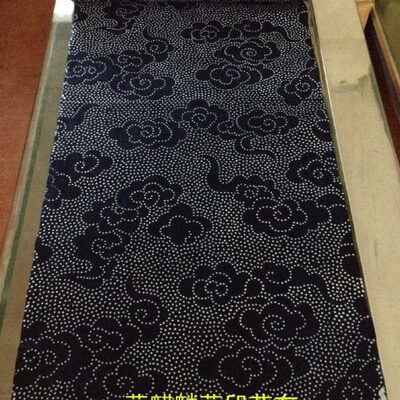 南通特产纯手工蓝麒麟蓝印花布云纹手织布通州土布整卷老字号