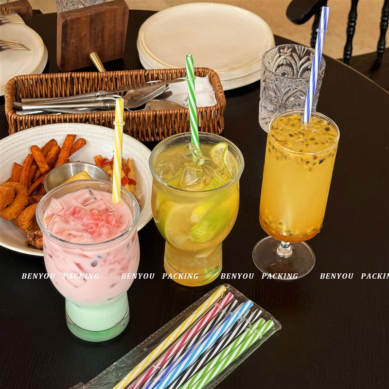 可重复使用螺纹彩色吸管非一次性带环PP加厚加硬耐温加长梅森吸管