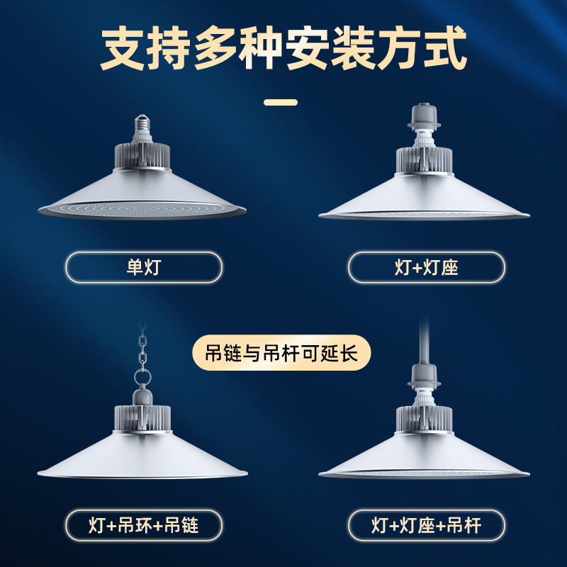 超亮led工矿灯厂房灯工厂灯100w工程车间O照明灯仓库爆藻工业吊灯
