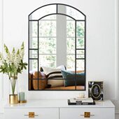 创意假窗户镜子欧式 饰镜玄关挂墙艺术镜客餐厅背景墙镜 拱形壁挂装