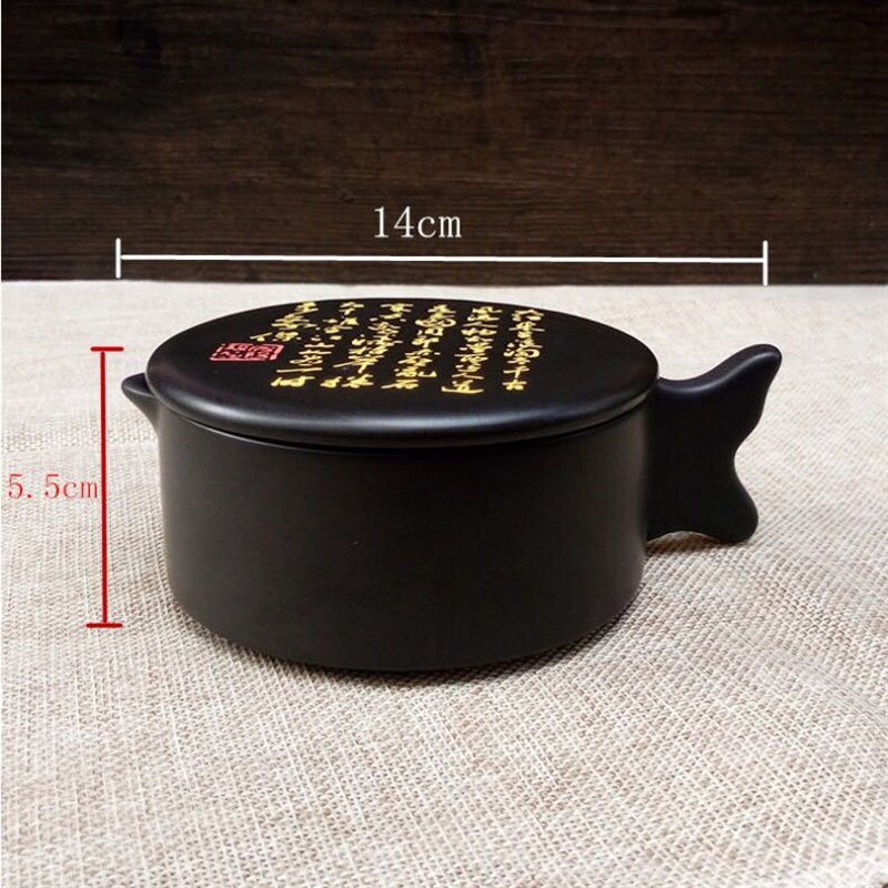 多功能陶瓷带盖墨池m 文房四宝盛墨汁砚台 调色盘 墨碟笔搁墨盒