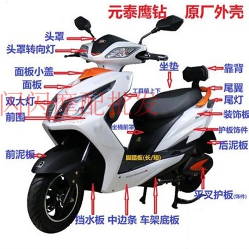 元泰鹰钻电动车外壳/配件/塑料件 尚领/迅鹰电瓶车外壳元泰件