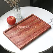 简约现代大理石轻奢托盘洞石极简蜡烛盘置物盘乔迁装 饰盘道具摆件