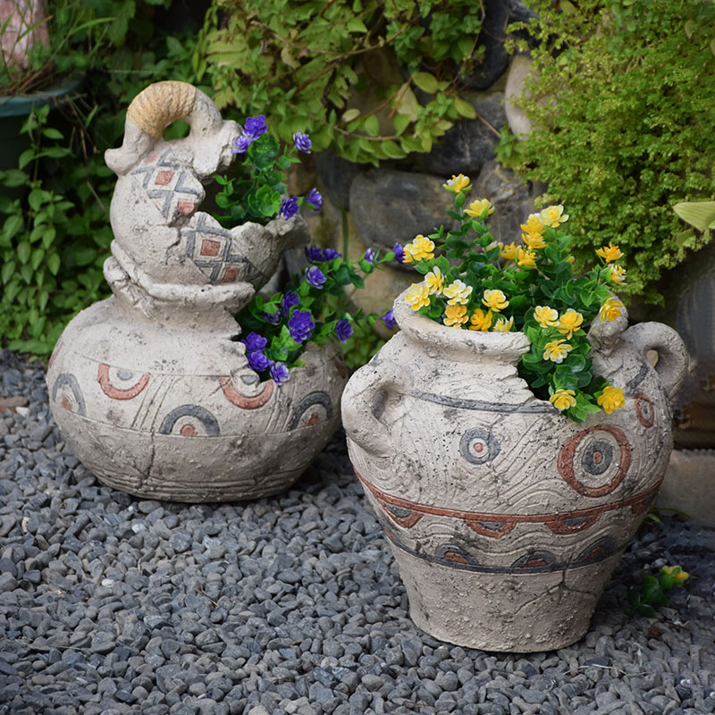 花园装饰庭院创意造型复古u花盆怀旧景观布置园艺杂货多肉花缸摆