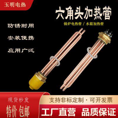 全铜六角头工程水箱电加热管空气能太阳能模温机发热管380V加热棒