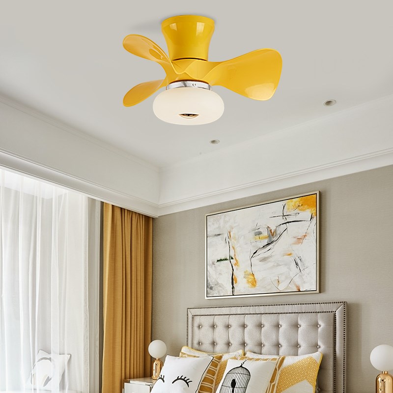 儿童房风扇灯餐厅卧室阳台风扇迷C你超薄小型三叶变频吸顶电风扇