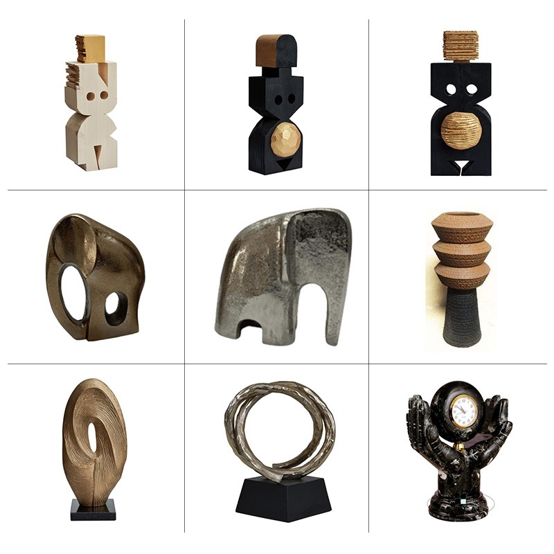 中古新中式家居摆件高档大平层样C板房酒店博古架书柜软装饰品摆