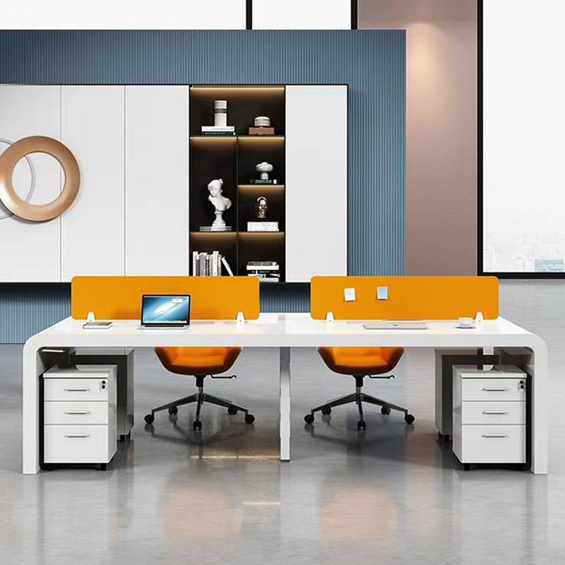 简约现代烤漆职员桌轻奢时尚办公室员工位2/4/6/8人位屏风卡座