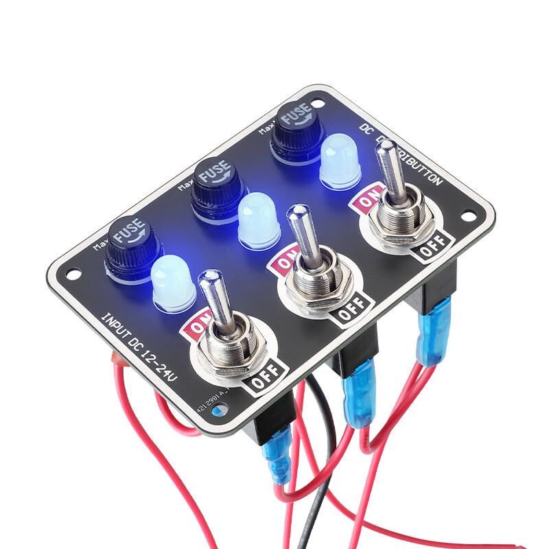 改装多开关面板Led灯显示可置换保险丝座拨动开关房汽车加装配件