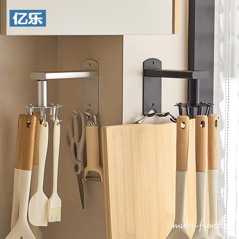 厨房旋转挂钩壁挂式锅铲勺子挂z架菜板免打孔置物架挂杆厨具收纳