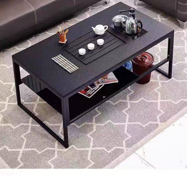 火烧石功夫茶几简约现代会客接待钢化玻璃泡茶台办公茶桌带电磁炉