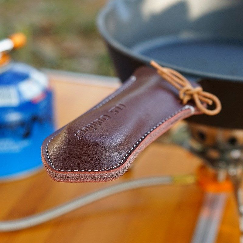 户外真皮野营锅柄套煎锅折叠碗高温隔热防烫牛皮把手套手柄保护套