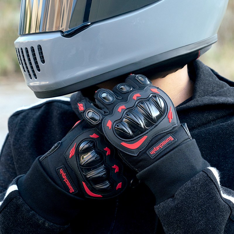 骑行户外摩托车手套男士自行车手套骑士复L古机车手套男全指可触