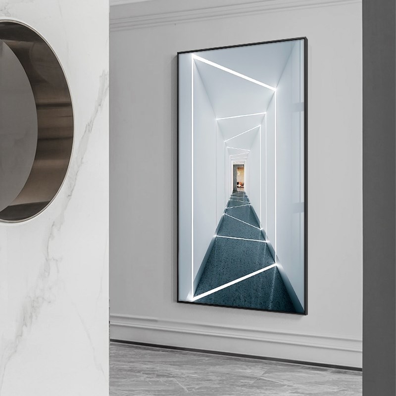 网红现代简约玄关装饰画r壁画走廊空间感光线视觉过道抽象艺术延