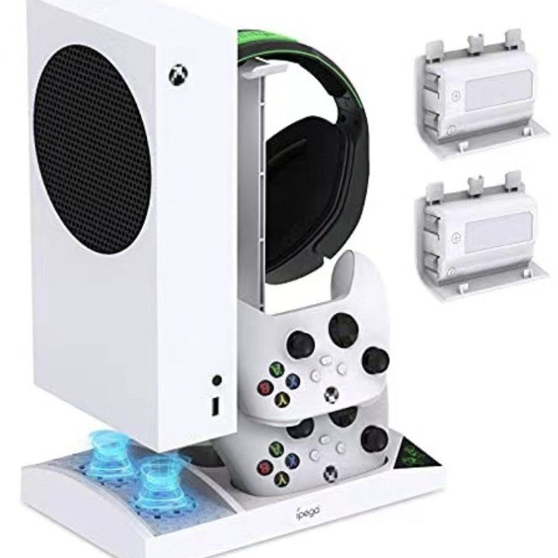 XboxSeriesS游戏RGB主机散热底座双手柄充电座带耳机支架游戏碟架