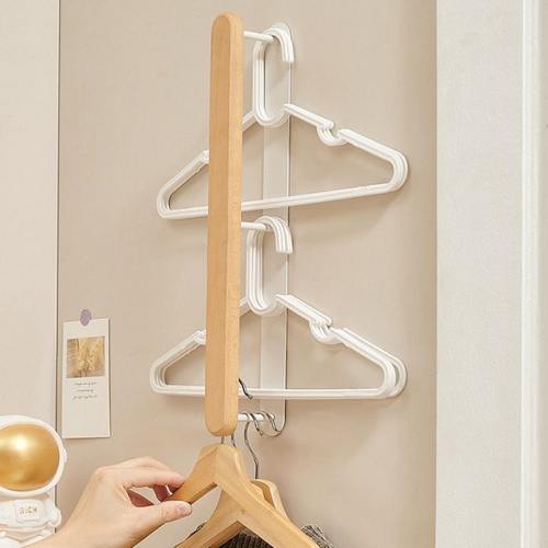 衣架收纳神器免打孔阳台整理多功能磁吸壁挂式家用墙上挂衣收纳架