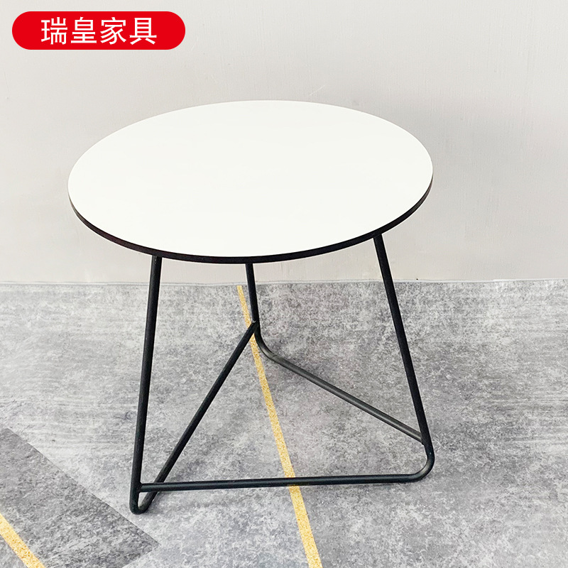 圆形茶几小户型客厅喝茶桌沙发角几家用接待洽谈圆几简约线条饭桌