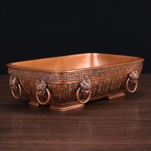 纯铜仿古水盂虢季子白盘博物馆收藏馈赠文房四书法国画专用笔洗