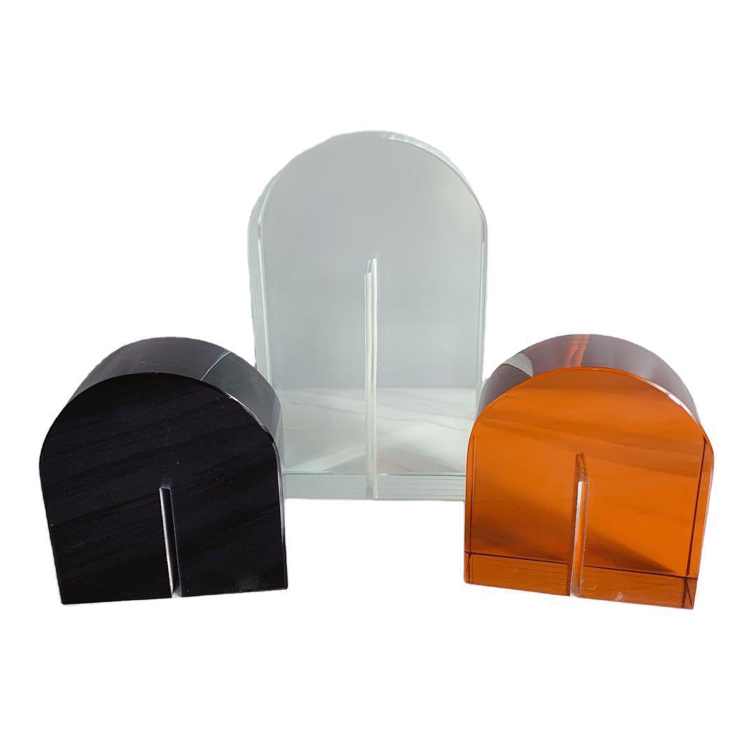 简约现代彩色水晶玻璃摆件创意拱形书挡书房客厅样板房软装饰摆设