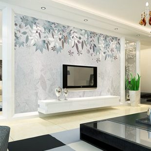 客厅卧室电视背景墙壁纸3d立体欧式 壁画简约现代树叶墙纸无缝墙布