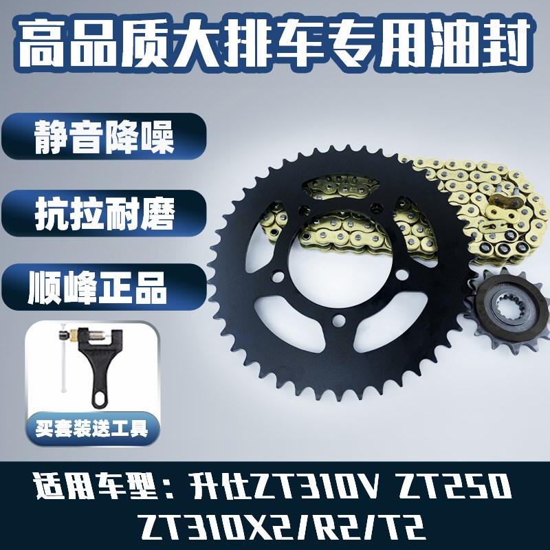 适用升仕ZT310V ZT250 ZT310X2/R2/T2大内径链盘牙盘静音油封链条