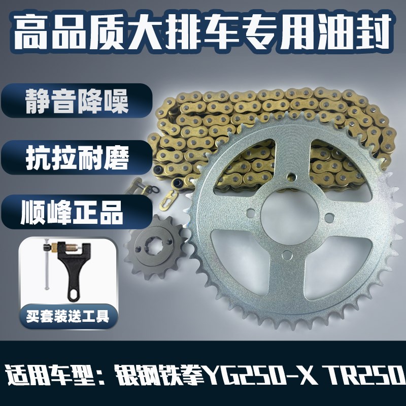 适用银钢铁拳250 YG250-X-8大怪兽拿铁250链盘套链轮牙盘油封链条