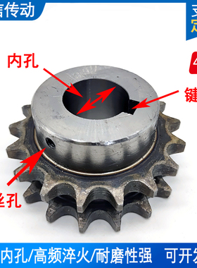 45钢双排4分08B带孔链轮12 15 18 20 25 30链轮链条支持非标定做