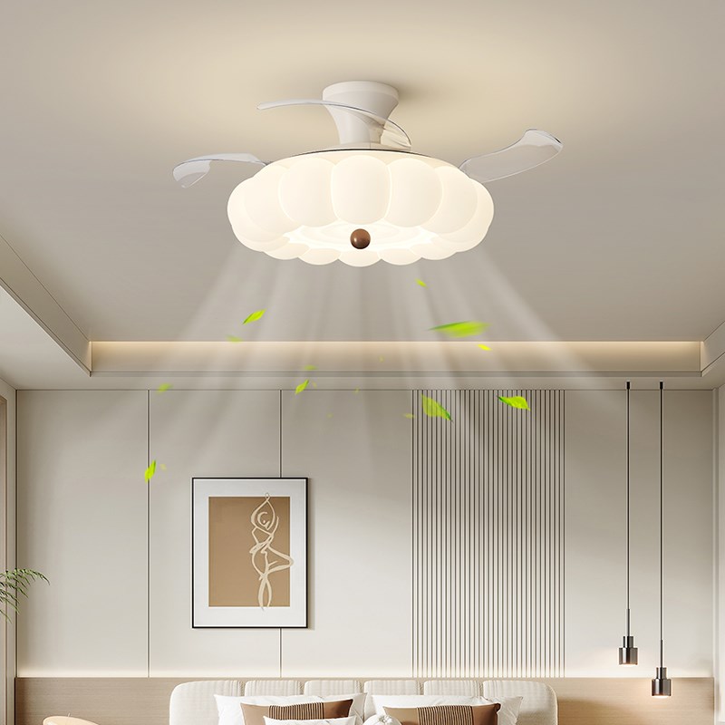 中古风胡桃木色泡泡卧室s风扇灯新中式吊扇灯简约餐厅一体电风扇