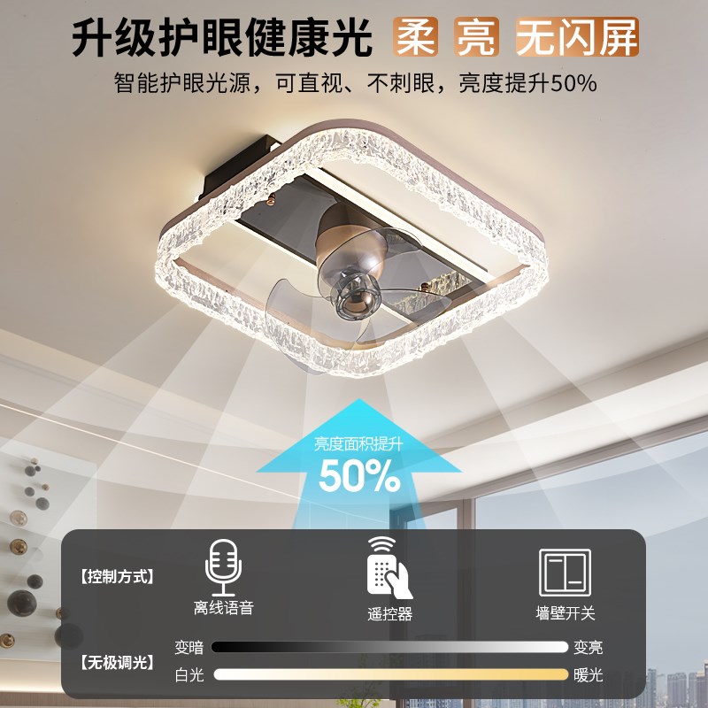 风扇灯客厅意式轻奢高级感卧室电风扇灯全K光谱护眼吸顶灯全屋套