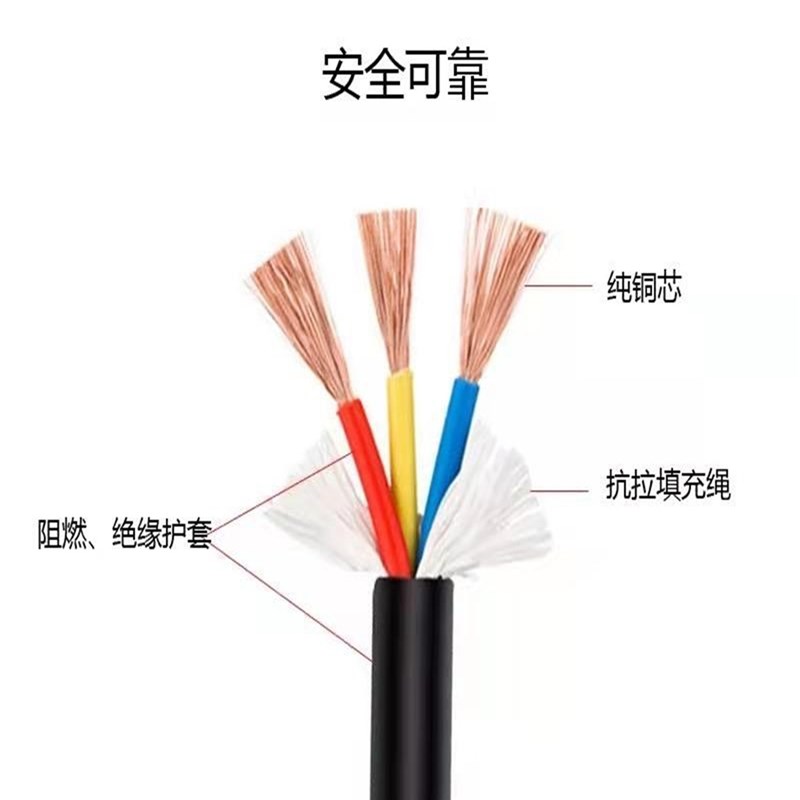 国标纯铜电线RVV电缆3芯2芯4芯5芯6芯0.3/0.5/0.75/1/1.5平方电源