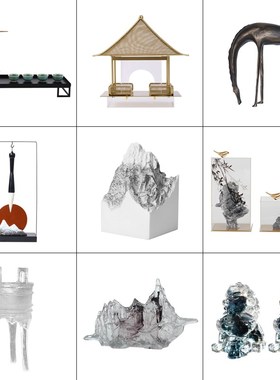 新中式家居摆件样板房o软装饰品简约风中式装饰品售楼处水吧台摆