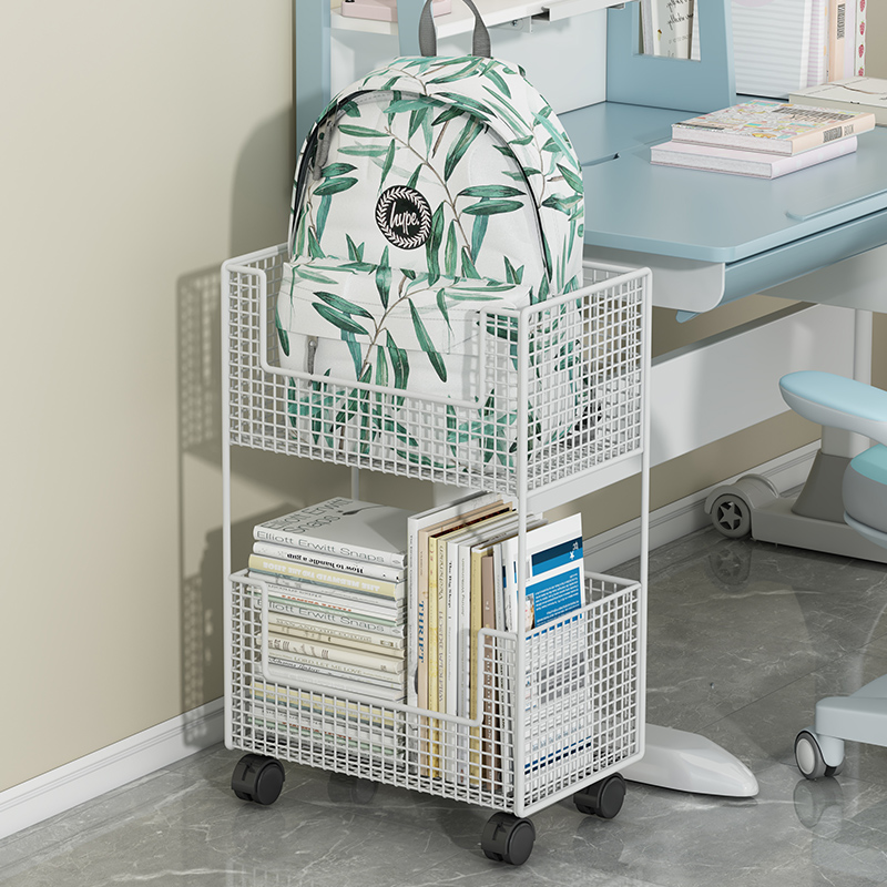 放书包置物架可i移动小推车书本收纳神器书桌旁侧边收纳滑轮小书