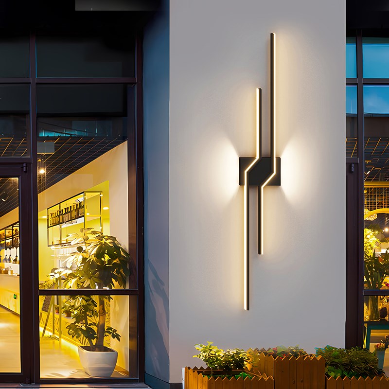 长条壁灯户外防水太阳能t简约现代背景墙灯室外庭院门口中山灯具