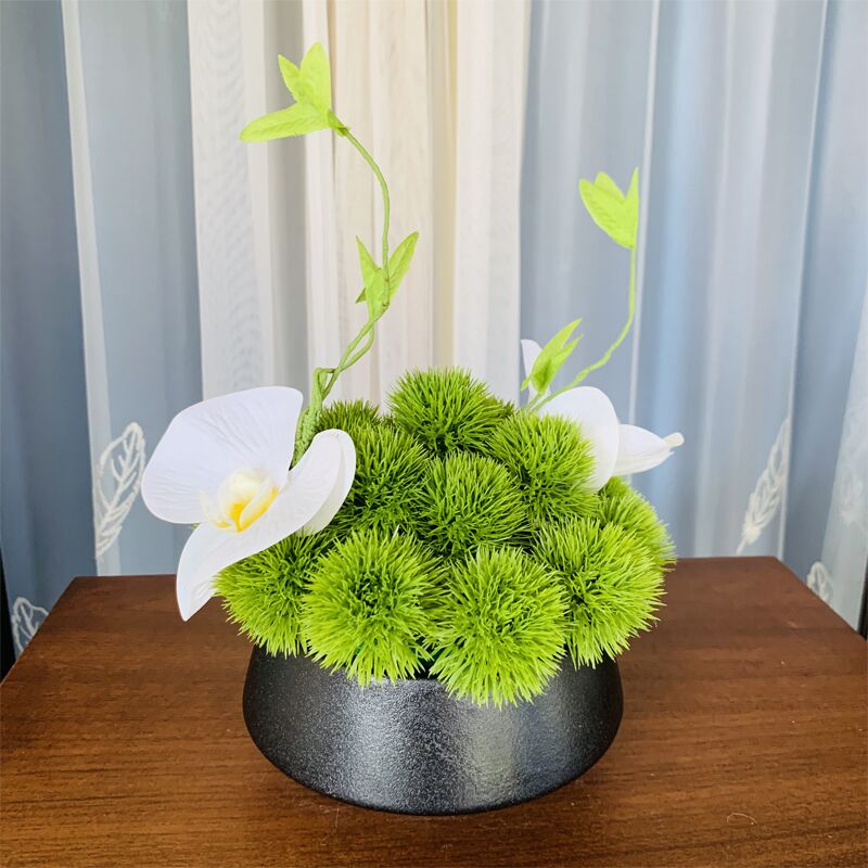 酒店餐桌b花大圆桌中间装饰摆放花饭店包间转盘花餐厅桌面花艺摆