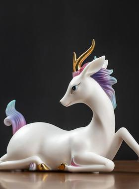 陶瓷一路有你鹿摆件一对办公室家居客厅办公室桌面招财装饰工艺品