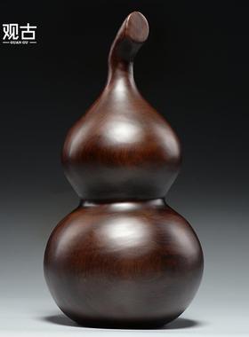 黑檀木质雕刻葫芦摆件家居客厅玄关木葫芦装饰摆设红木工艺品送礼