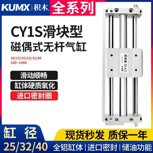 SMC型磁偶式无杆气缸RMT/CY1S25/32/40x100/200/300/400~1000滑台