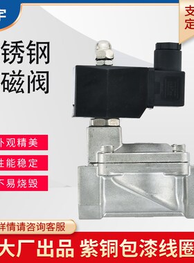 SLP-16P电磁阀220v24v不锈钢耐高压先导式水阀进水消防气阀DN1520