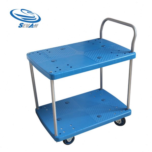 森凡Sevan 双层平板推车带护栏静音平板车手拉车双层手推车小推车