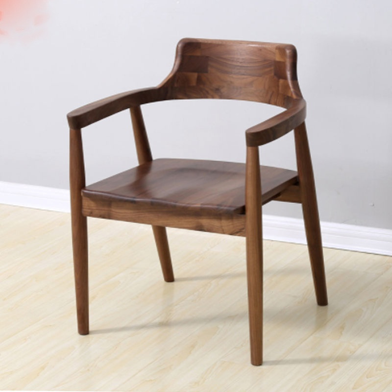 北美黑胡桃木实木餐椅书房书桌椅日式白橡木广岛椅扶手休闲椅家具