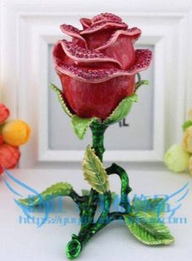 创意锡金属工艺品桌上摆件粉红玫瑰花家居房间饰品柜台摆设品送礼