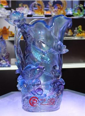 琉璃花瓶复古摆件 客厅 插花 创意年年有余家居乔迁结婚生日祝寿