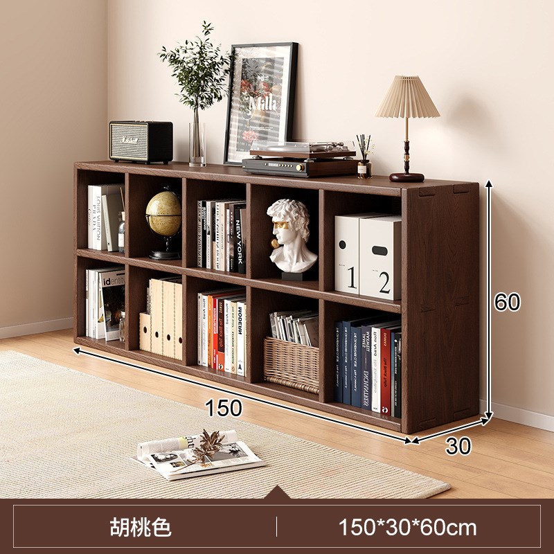 书柜展示柜实木格子柜落地靠墙置物架家用书架储物柜卧室定制矮柜