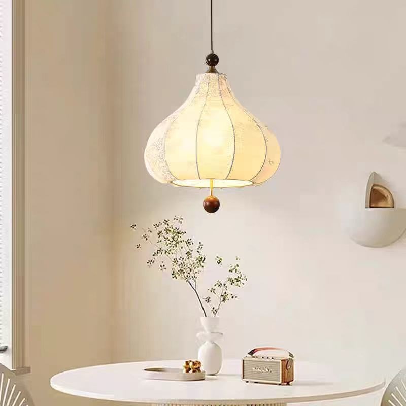 文艺风法式卧室布艺吊灯花纹中古餐厅吧台南洋实木浪漫房间主灯具