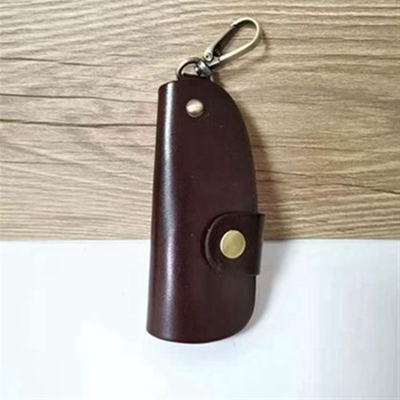 厂批新款复古植鞣皮商务汽车钥匙包树膏皮简约门用挂腰钥匙扣收纳